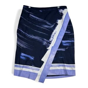 BANANA REPUBLIC Linen Blend Brushstroke Faux Wrap Crossover Pencil Skirt‎ Size 4